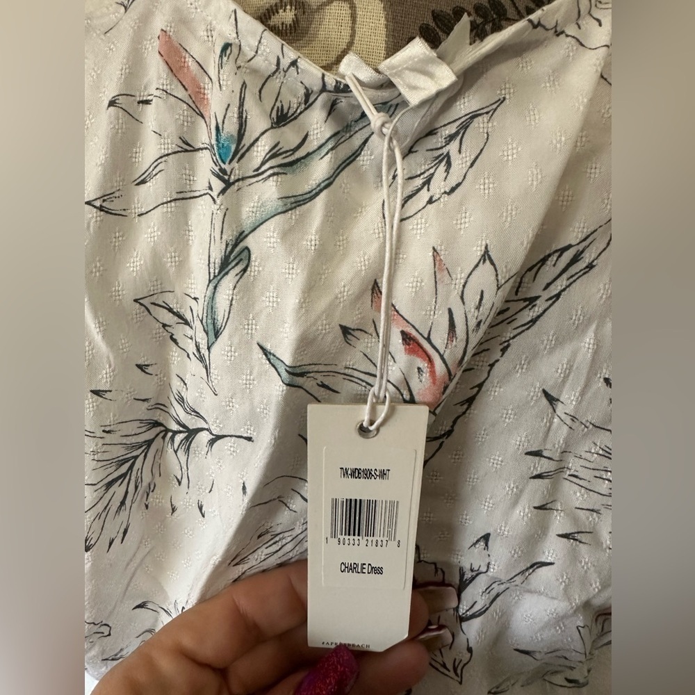 Tavik Charlie Dress drawstring waist floral print on white - Small NWT - Picture 5 of 9